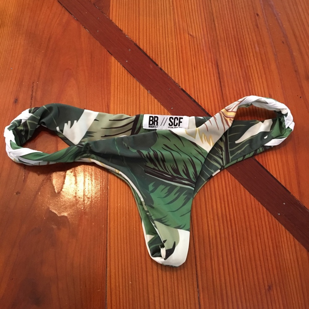 Stone Cold Fox Green Palm Print Bikini Bottom